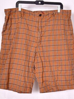 Reunion Orange Plaid Men's Flat Front Shorts Size 40 inseam 11 inches